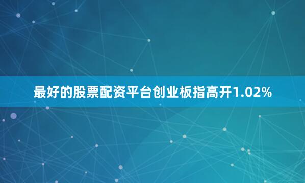 最好的股票配资平台创业板指高开1.02%